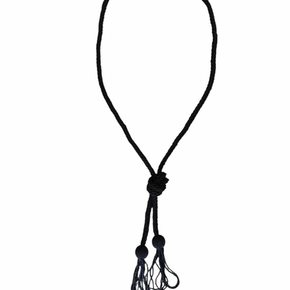 Source Unknown Jewelry - Elegant Black Bead Knotted Tassel Necklace Detailed and Gorgeous see pics
